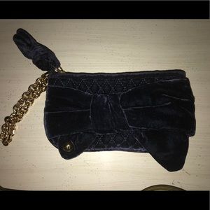 Juicy Couture Blue Velvet Knot Clutch Wristlet